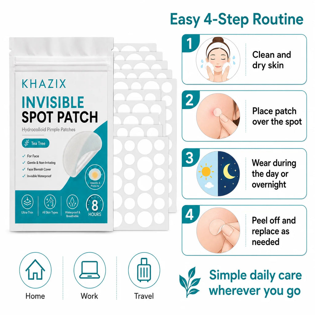 144/360pcs Hydrocolloid Acne Patches,  Original Pimple Patch, Invisible Waterproof, Tea Tree, Overnight Acne Care for Teens Adul