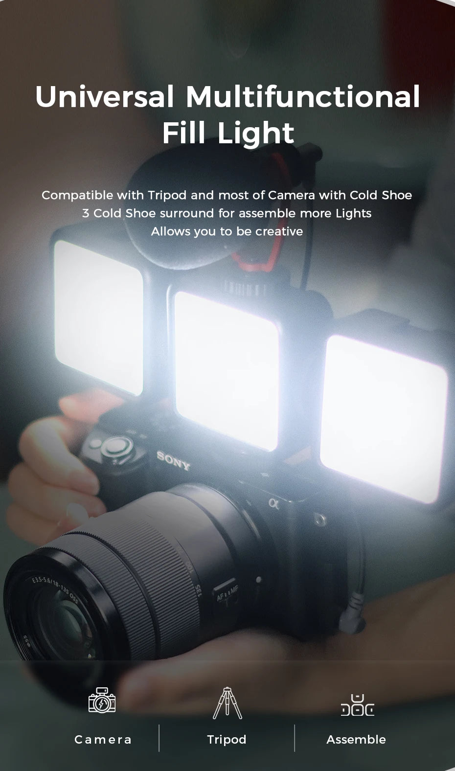 LED Video Light Dimmable Vlog Panel | 3200-5600K Adjustable Color Tidesmit