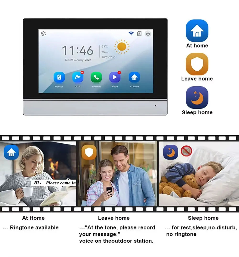10 inch Touch Screen WiFi 1080P Intercom Doorbell 4 Wire Video Doorphone System RFID APP Unlock for 2/3/4 Unit Home Apartments