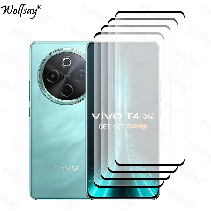 Full Cover Tempered Glass For Vivo T4 5G Screen Protector For Vivo T4 5G Camera Lens Film Glass For Vivo T4 5G Glass 6.77 inch AE 4 Front Glass For Vivo T4 5G Tidesmit