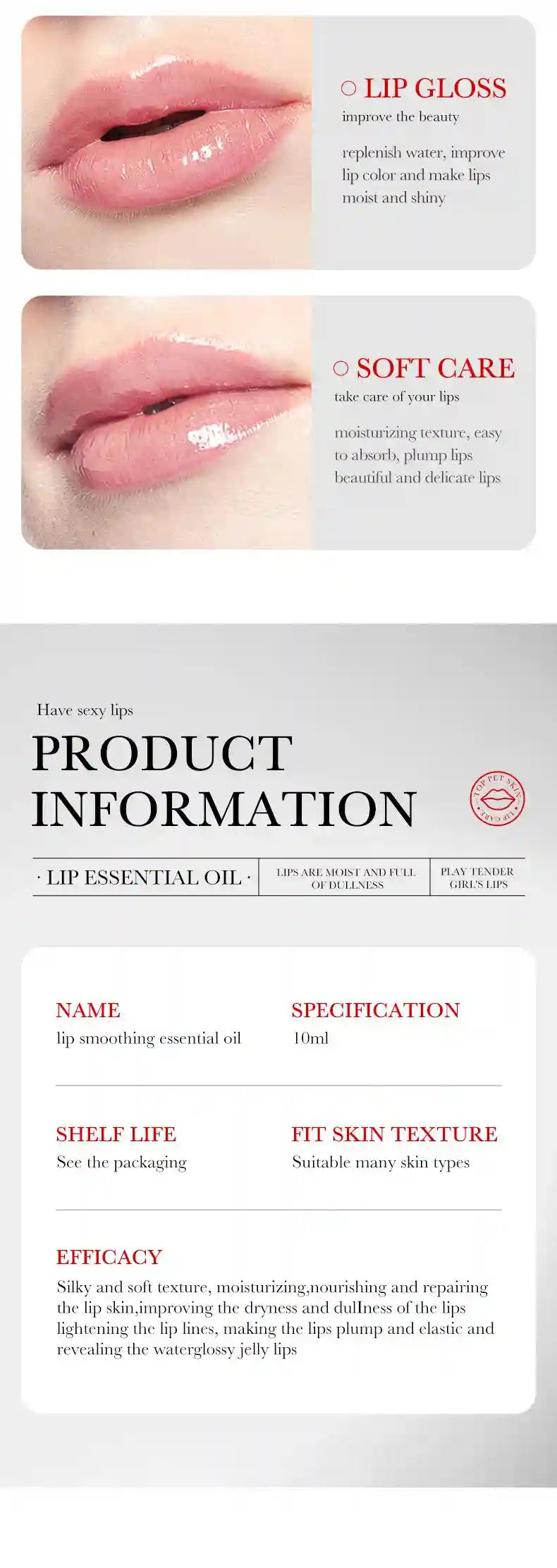 Lip Plumping Serum With Hyaluronic Acid - Hydrating Lip Treatment Lip Care Tidesmit