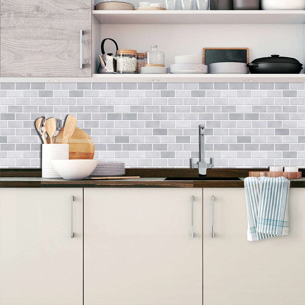 10pcs/set Flat Marble Mosaic Tiles Sticker Transfers Covers For Kitchen Bathroom Tables Peel & Stick Waterproof Art Wall Decals