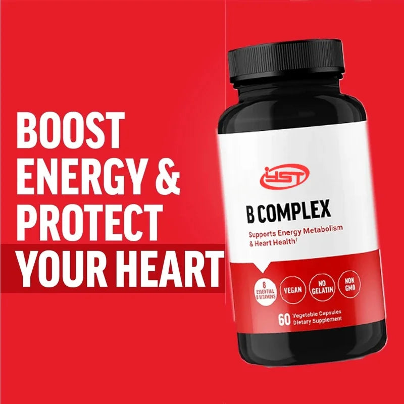 Vitamin B Complex Supports , Containing Vitamins B1, B2, B3, B12, Etc., Vegetarian, Non Gmo, 60 Capsules Of Vegetables