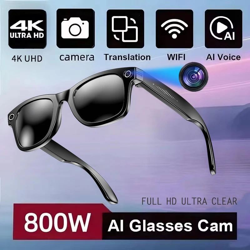 AI Smart Glasses with Camera & Bluetooth Audio - Tidesmit Multi-Lens Black Tidesmit