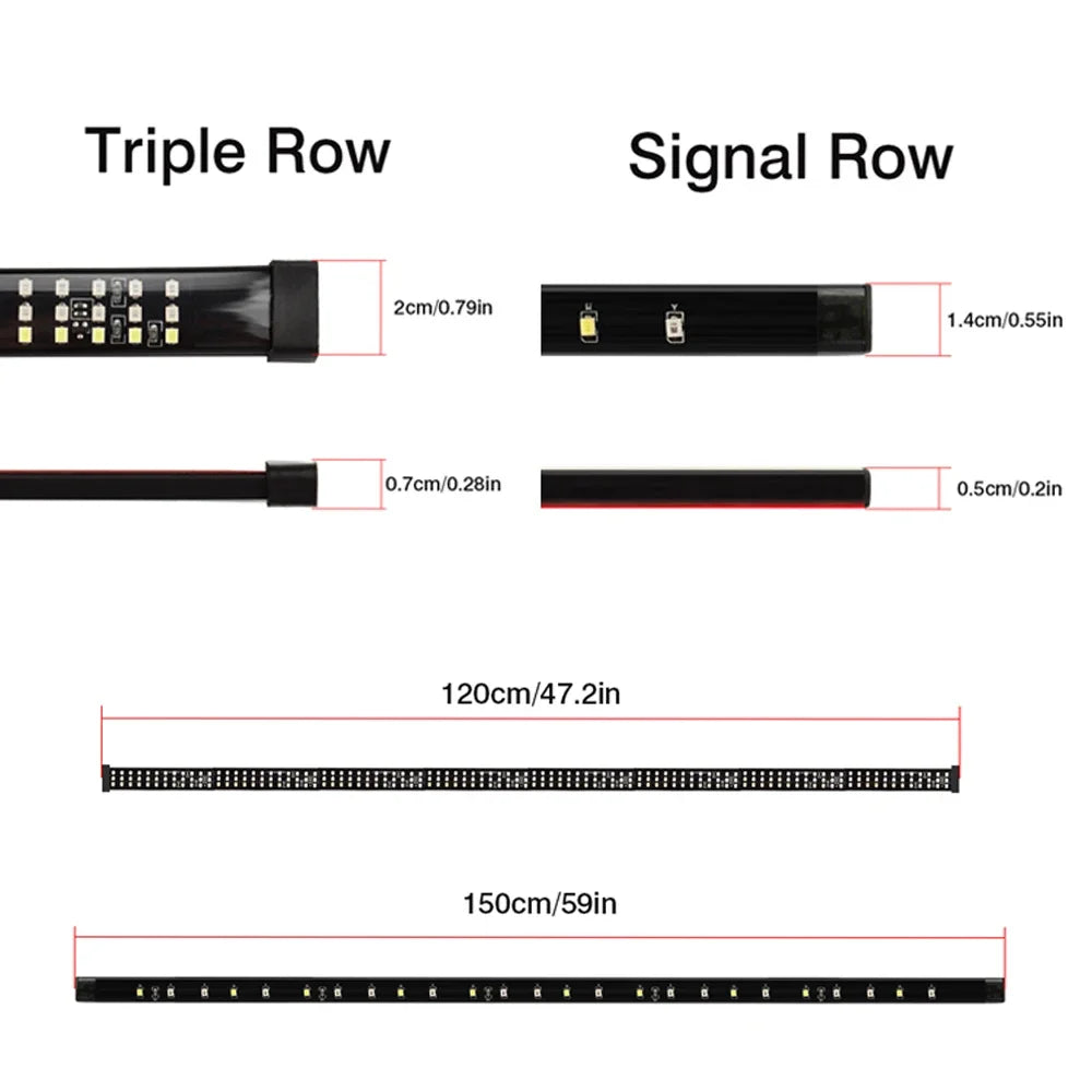150cm Triple Row LED Tailgate Light Bar - Brake & Turn Signal Kit Tidesmit