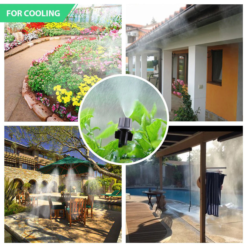 20-Meter Automatic Spray Cooling System Kit, Outdoor Patio/Garden Spraying System, DIY Micro-Irrigation Kit