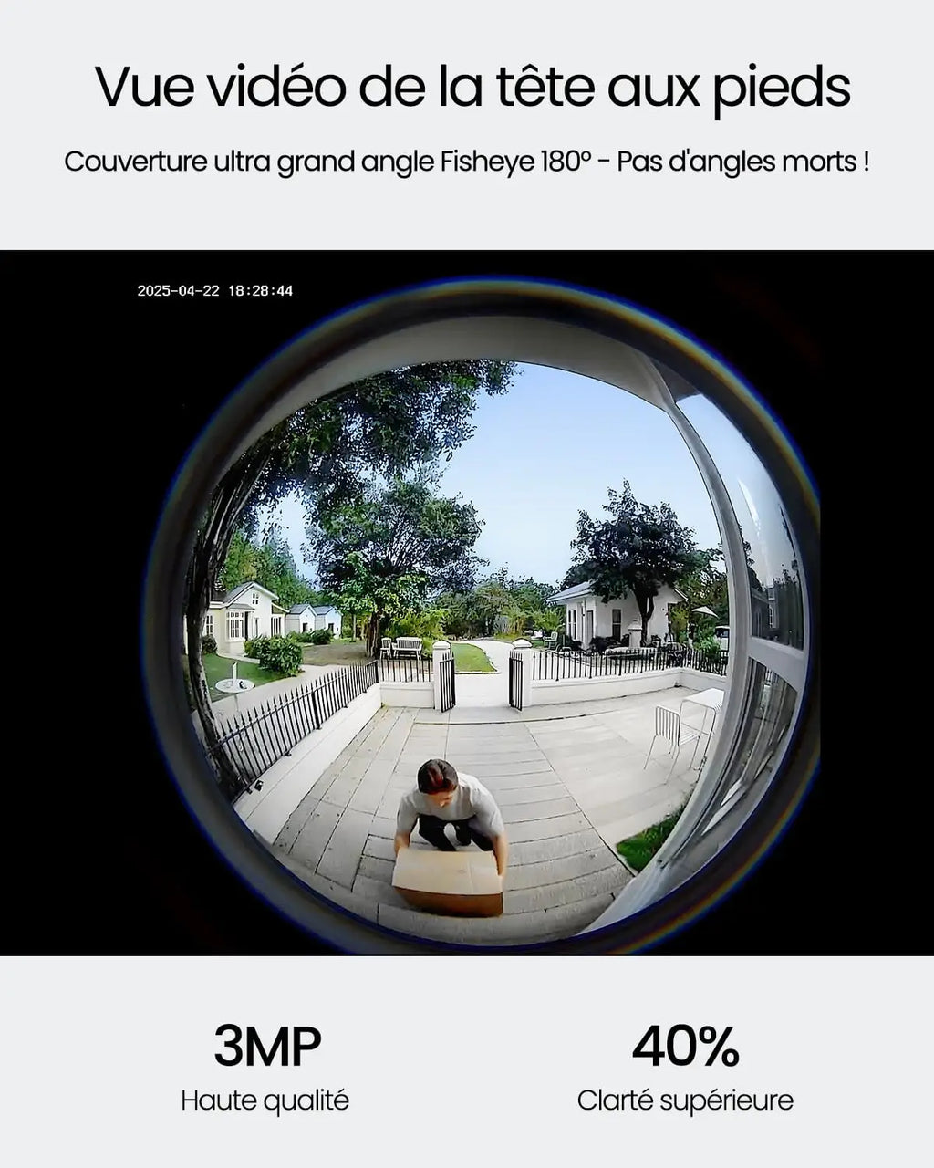 ieGeek 2K Wireless Doorbell Outdoor Waterproof Wireless Doorbell with 180° Fisheye Camera, Compatible with Alexa / AI Detection