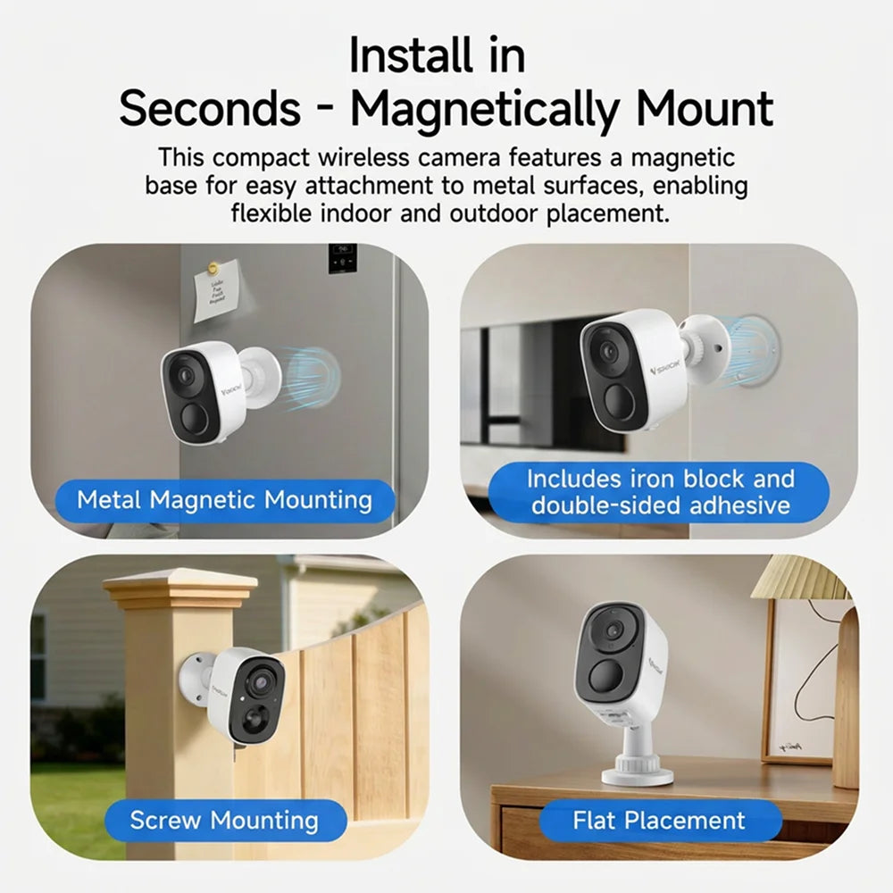 4K Wireless Battery Powered Cameras Outdoor Magnetic 5MP Indoor for Home Security Smart Motion Detection  CCTV IP Camera