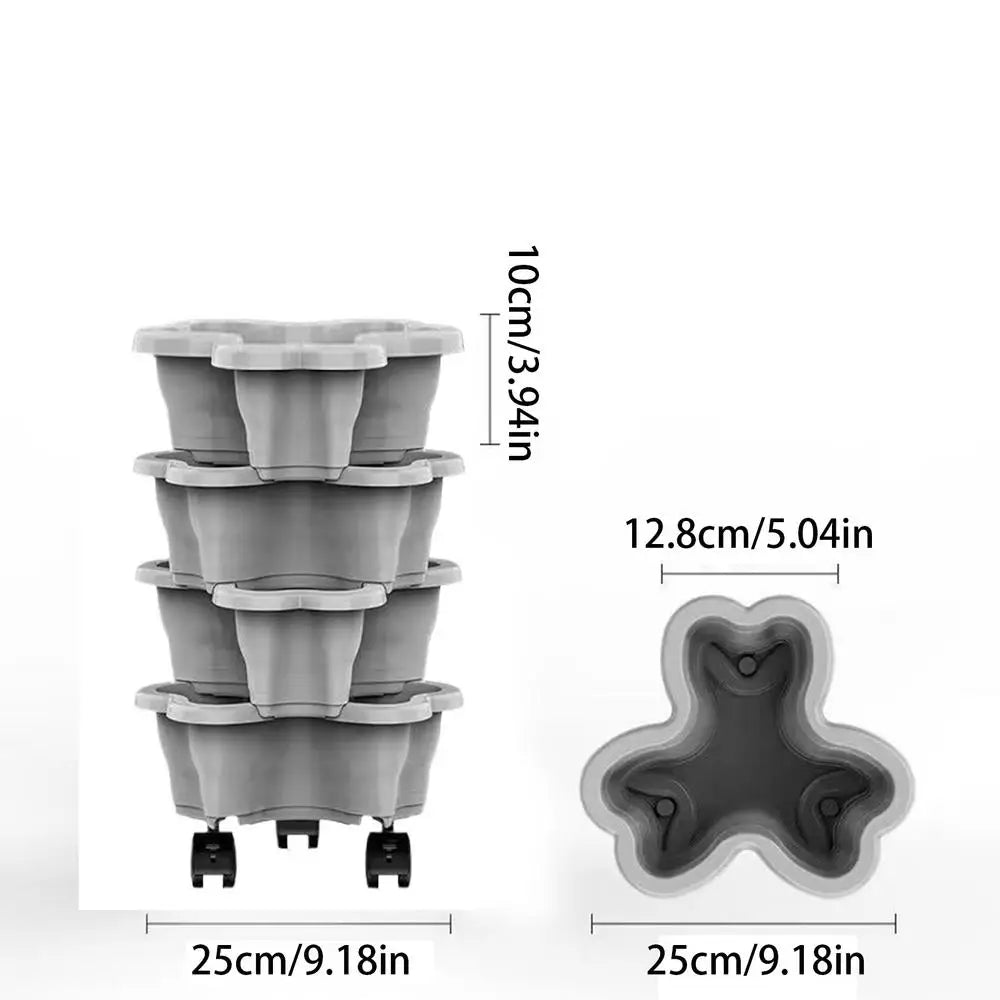 Stackable Vertical Planter 4/5-Tier with Wheels Weatherproof Plastic Flower Pot Garden Towers for Vegetable Strawberry Planter