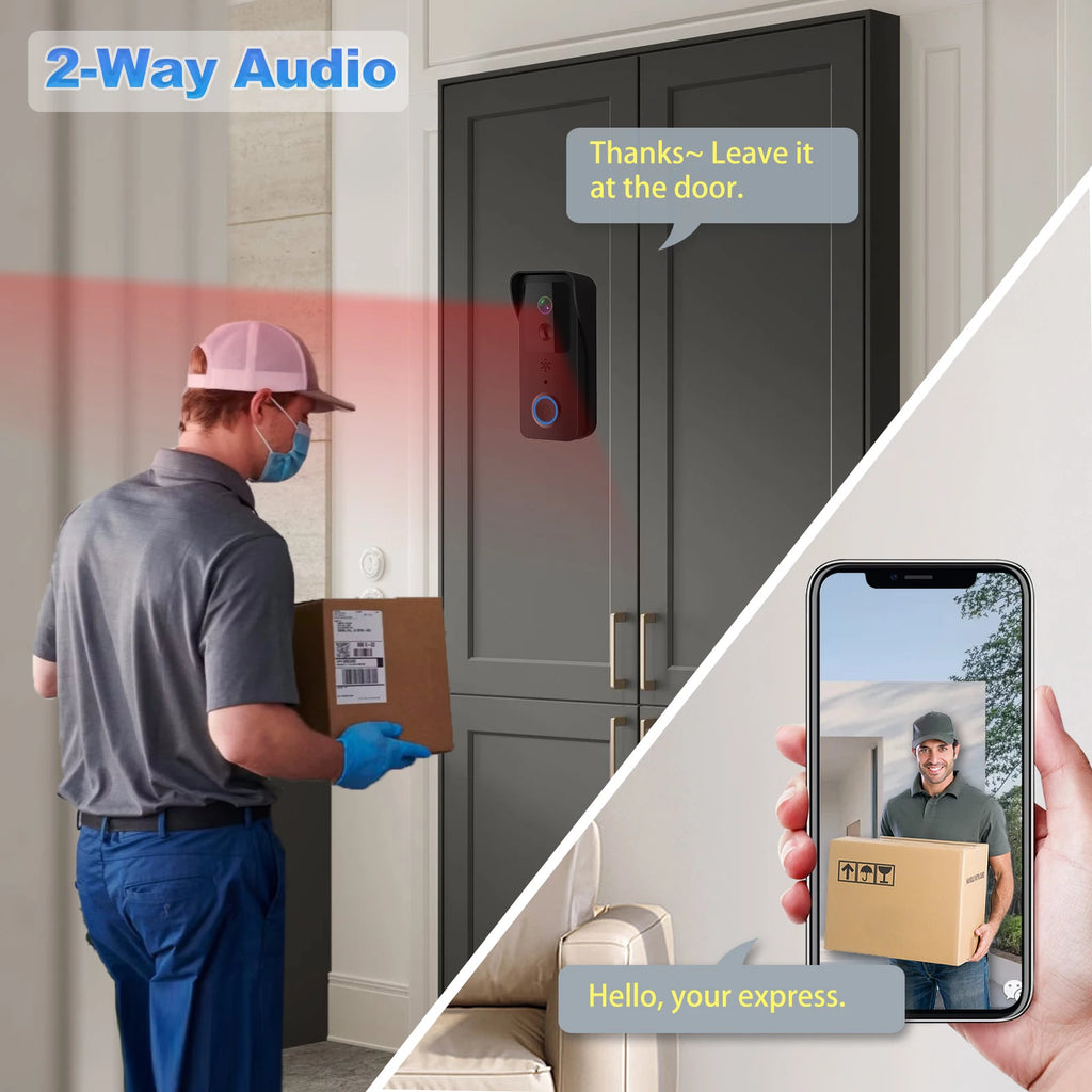 1080P HD WiFi Doorbell Camera with Night Vision PIR Motion Detection 5G 2.4G Intercom Doorbell for Tuya Smart Home Ring