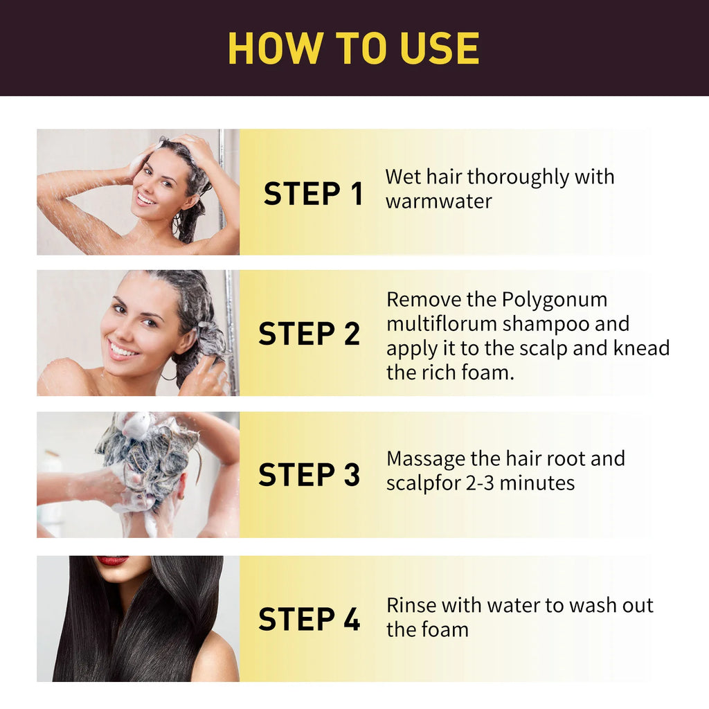 EELHOE White Hair Darkening Shampoo Covers Gray Hair Dye Cleaning Smooth Ginseng 3 in 1 Strengthen Hair Shampoo Color Changing