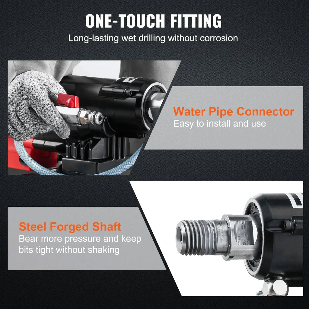 VEVOR 3200W wet dry dual-purpose diamond drilling machine 750 rpm concrete with bracket water drilling rig