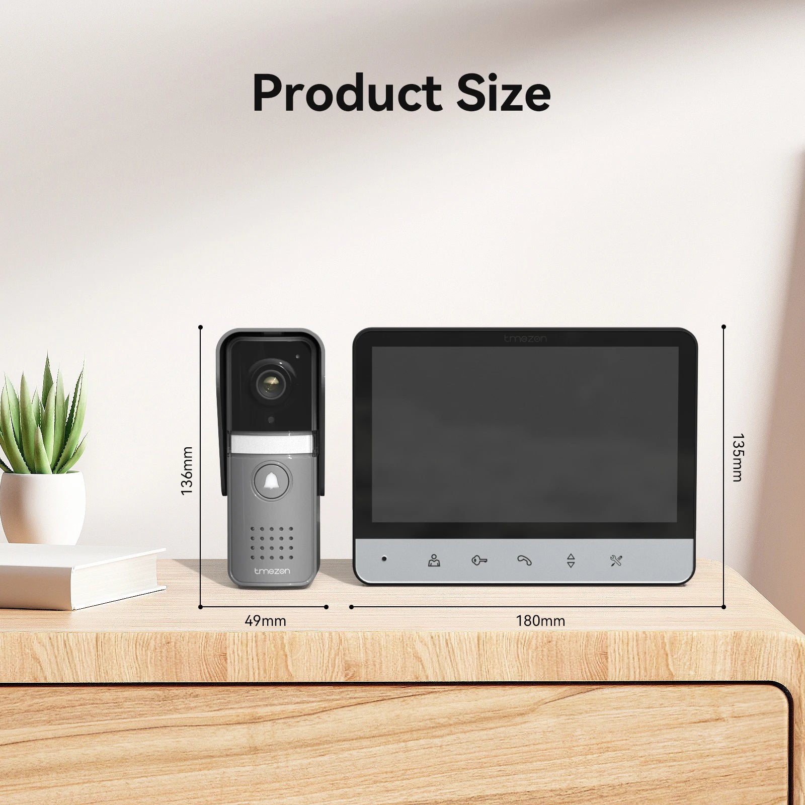 TMEZON Video Door Intercom Doorbell Intercom System, 7 Inch 1 Monitor 1 Camera Touch Button, Night Vision