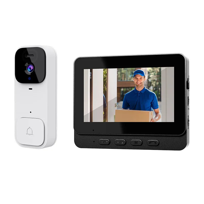 Home Security Smart Video Doorbell 4.3-inch Screen 2-Way Intercom HD Infrared Night Vision Intelligent Visual Wireless Door Bell