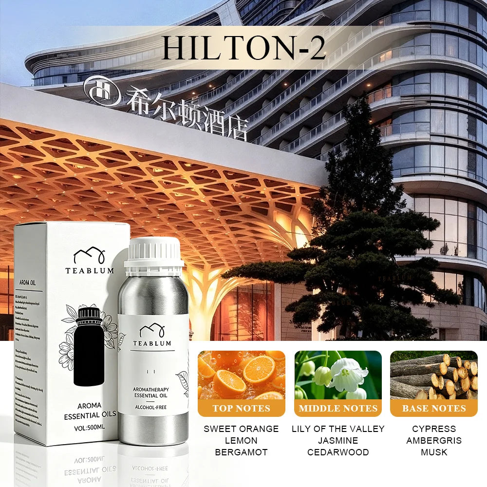TEABLUM 500ML Aromatic Hotel Essential Oil Hotels Home Air Freshener Pure Plant Essential Oil Alcohol Free for Electric Diffuser