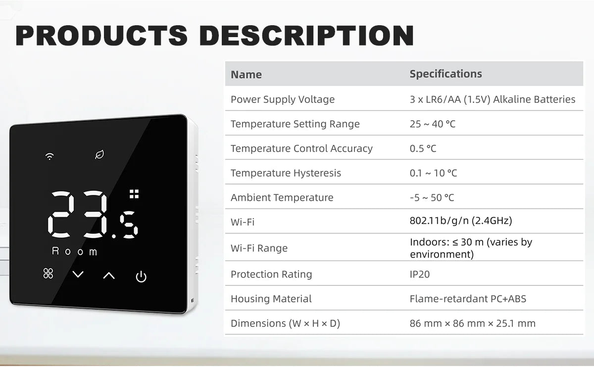 Tuya Smart Thermostat Water Gas Boiler WiFi ZigbeeBattery Wireless Floor Heating Temperature Remote Controller Google Home Alexa