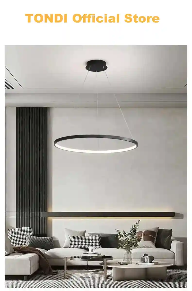 Modern LED Ring Light – Minimalist Dimmable Chandelier for Studio Tidesmit