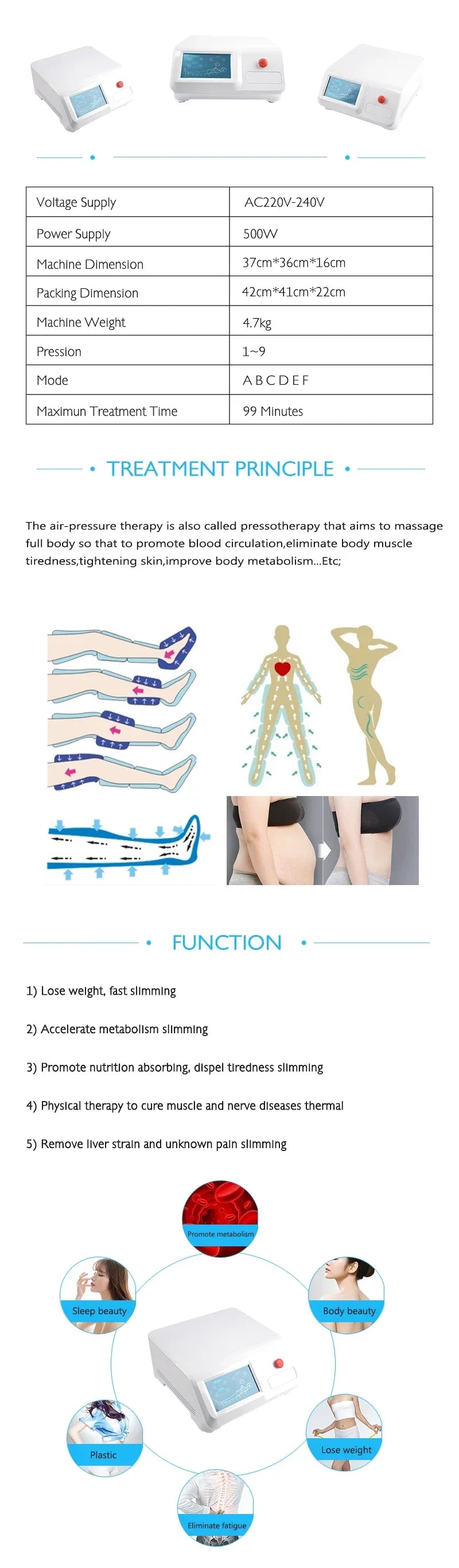 Lymphatic Drainage Massage Machine | Portable Air Compression 220V Relaxation Treatment Tidesmit