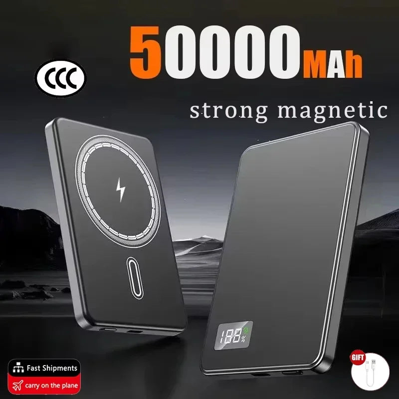 Tidesmit Magnetic Wireless Power Bank | Fast Charging Portable Charger Grey 50000mAh Tidesmit