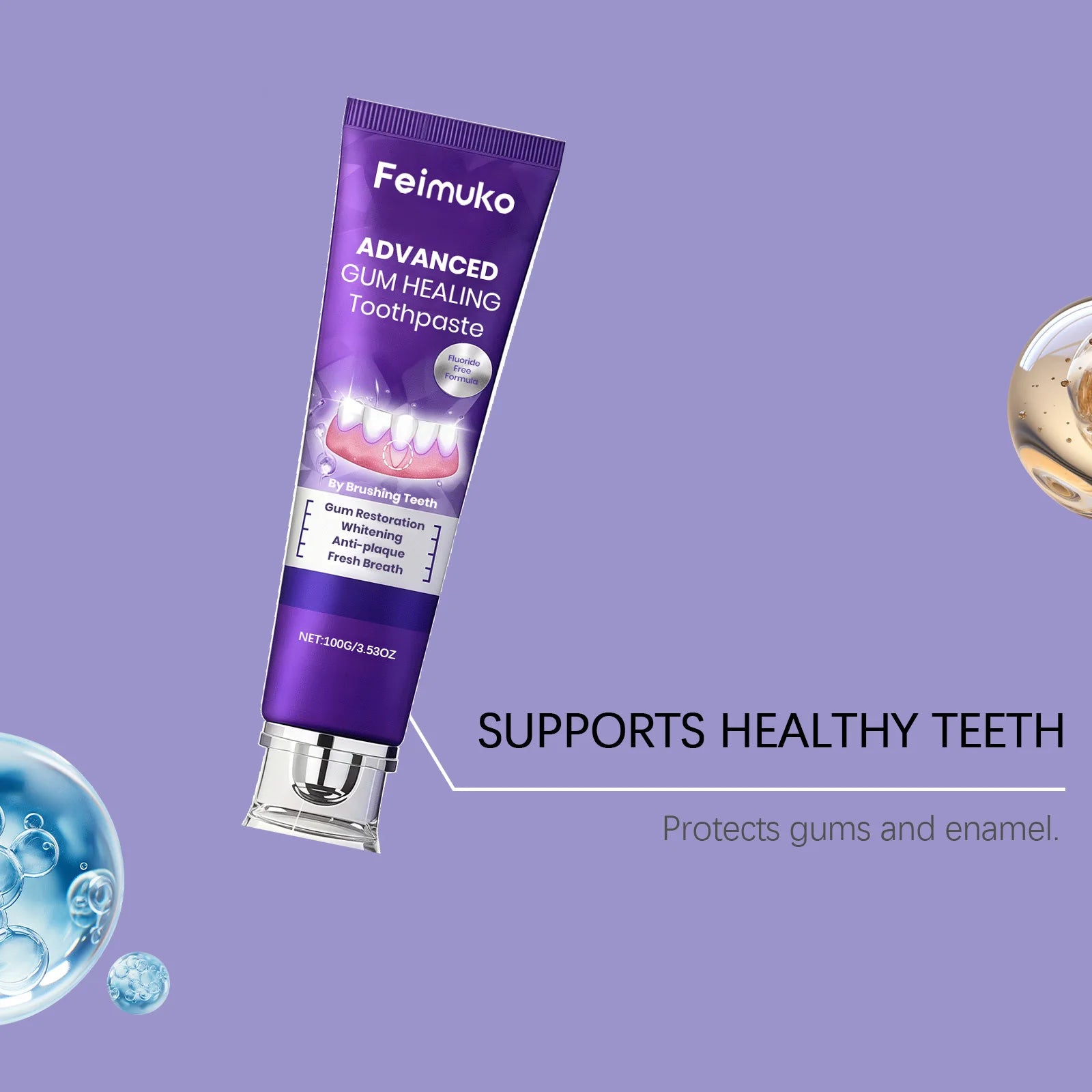 Tidesmit teeth whitening toothpaste for daily cleaning, stain removal, and cavity protection.