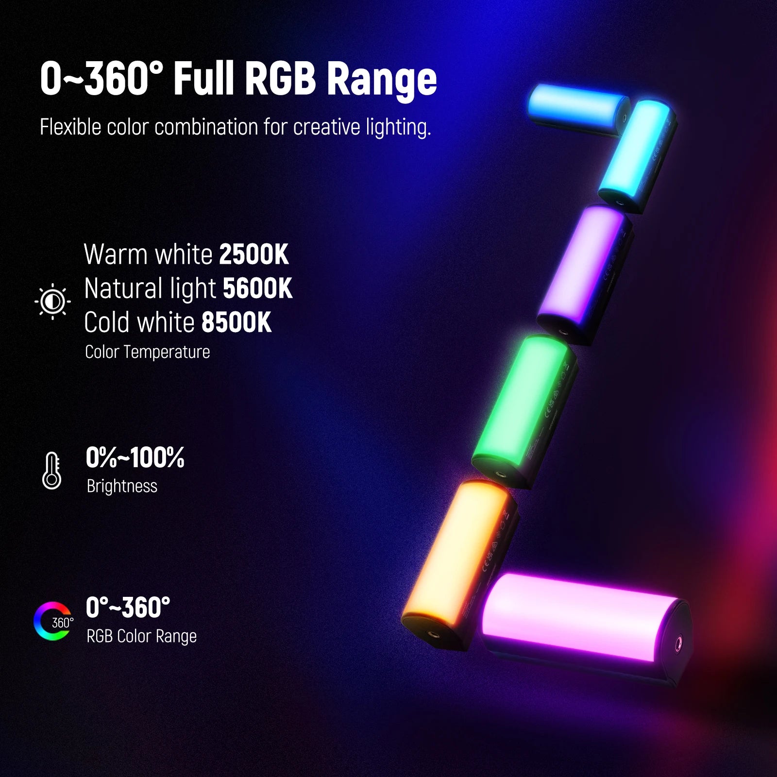 Magnetic LED Video Light Wand - Portable RGB Stick for Content Creation Tidesmit