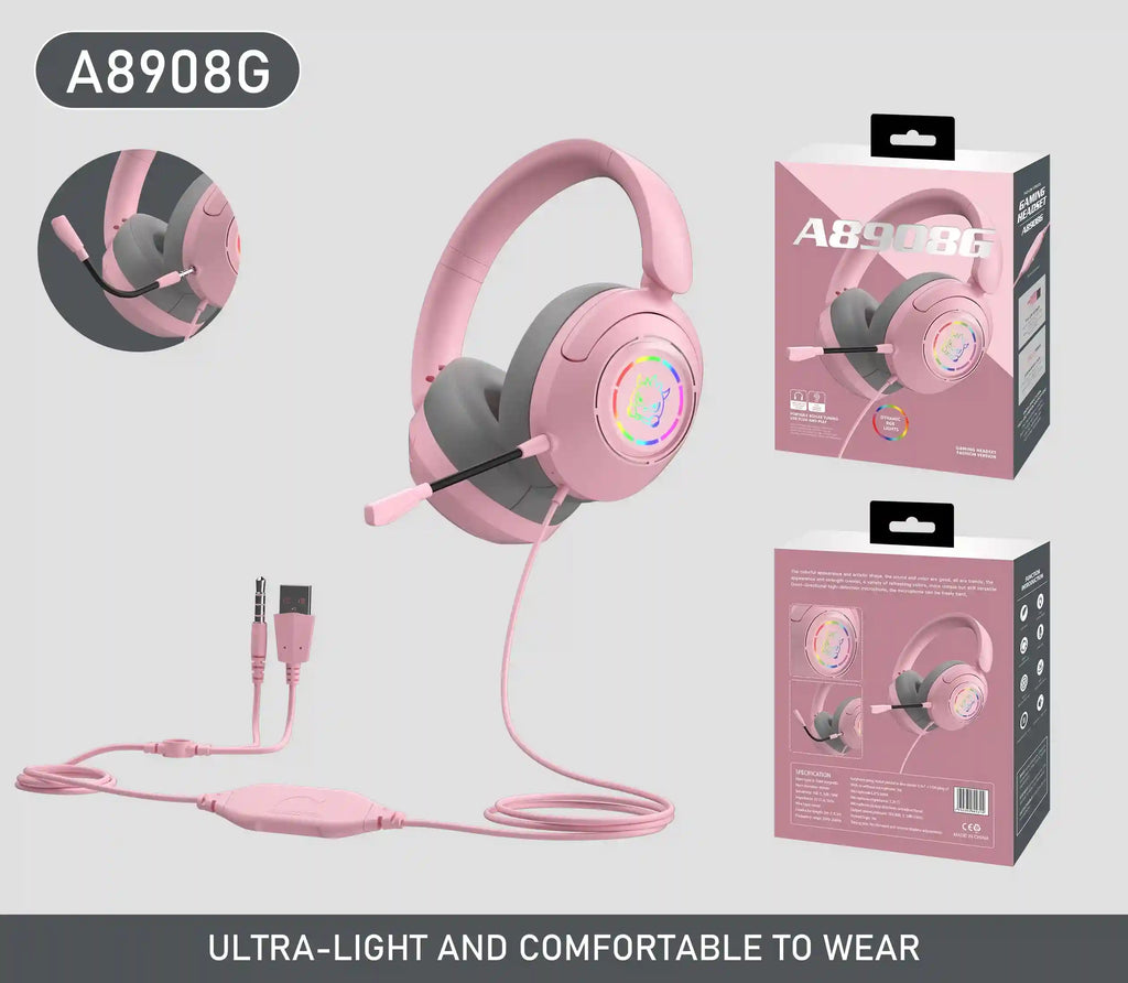 Wired Gaming Headset with Noise Cancelling Mic - Over-Ear Design Tidesmit