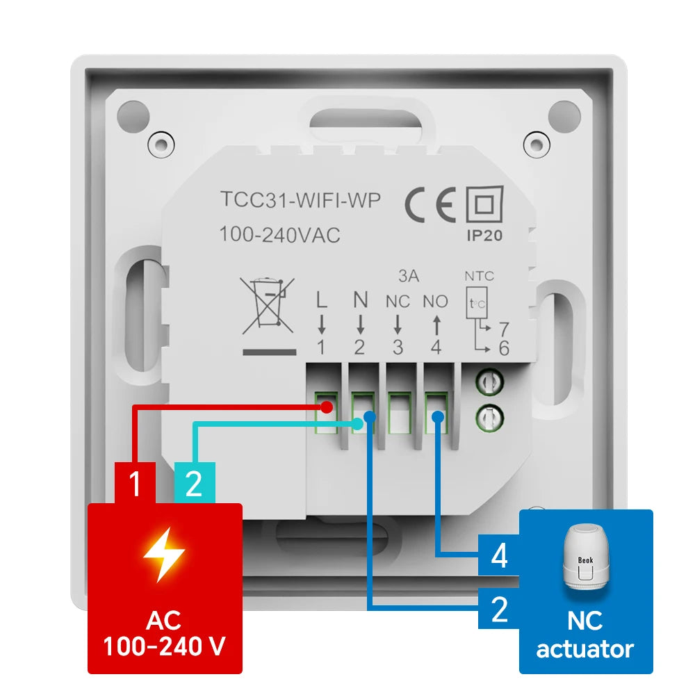 Tuya WiFi Smart Knob Thermostat for Electric Floor Heating Water/Gas Boiler Heating Thermoregulator Support Alexa Google Home