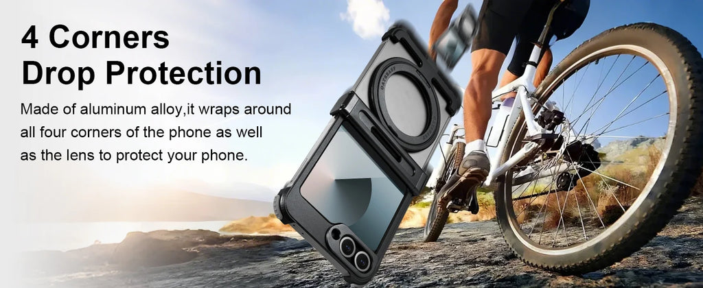 Samsung Galaxy Z Flip 7 Metal Frame Case with 360 Ring - Titanium Tidesmit