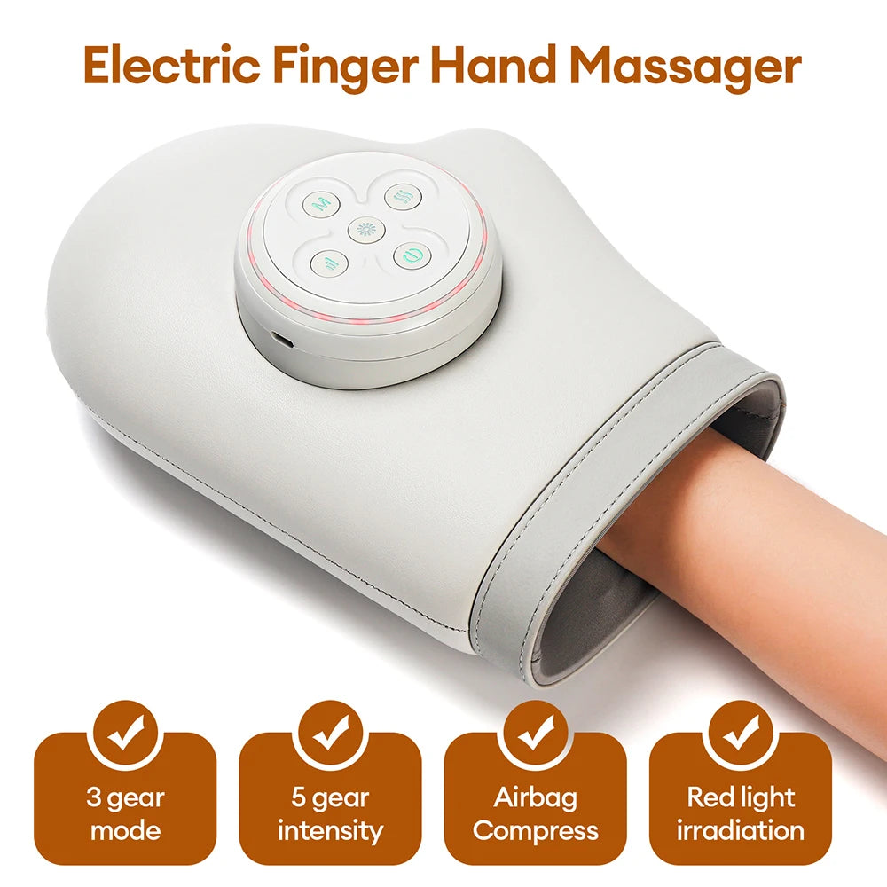 Electric Hand Massager with Heat and Air Compression - Tidesmit White Relaxation Treatment Tidesmit