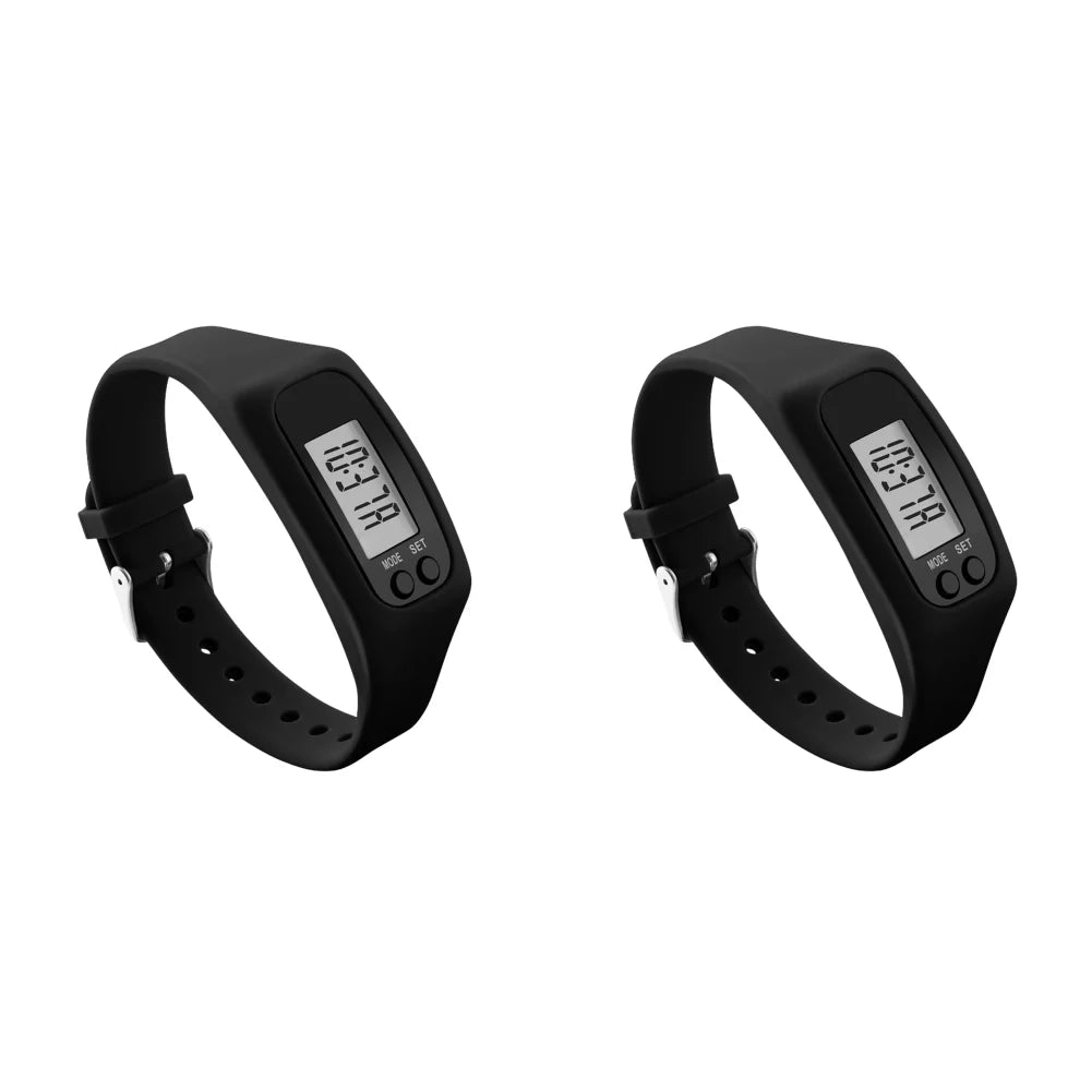 1/2PCS LED Pedometer Bracelet Step Counter Watch with 12/24H Display Silicone Fitness Tracker Multi-Function Activity Band