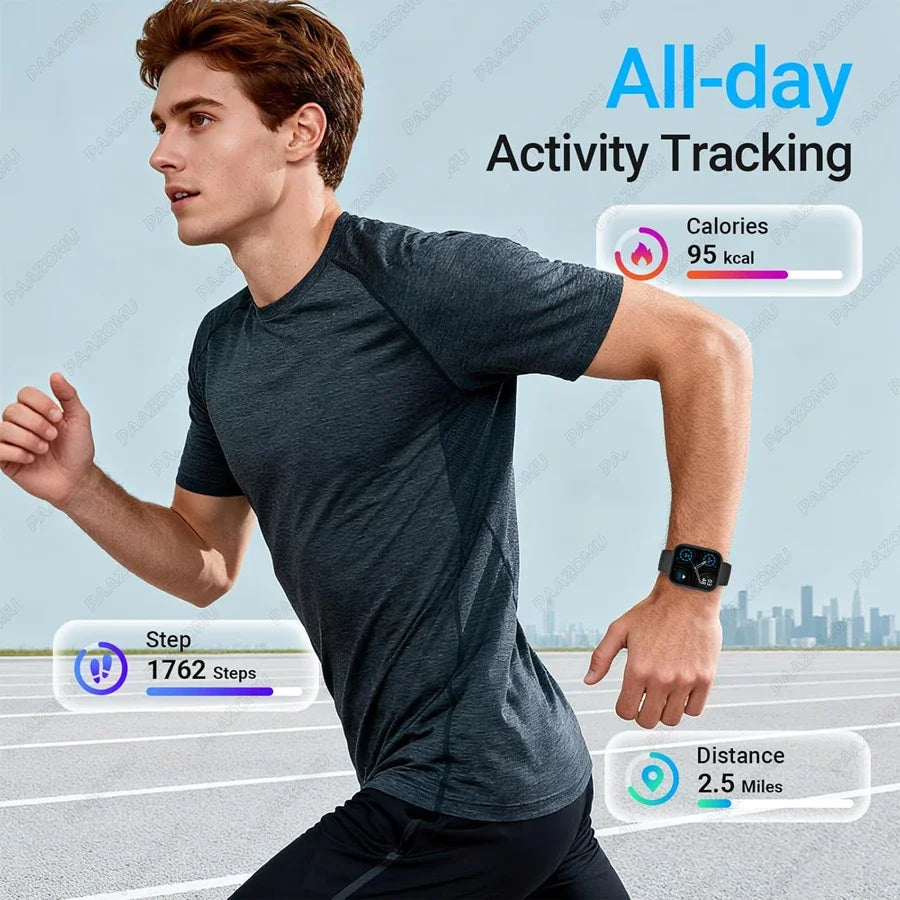 New Smart Watches Men 1000mAh Battery Heart Rate Sleep Monitor Bluetooth Call IP68 Waterproof Smartwatch Women For Android iOS