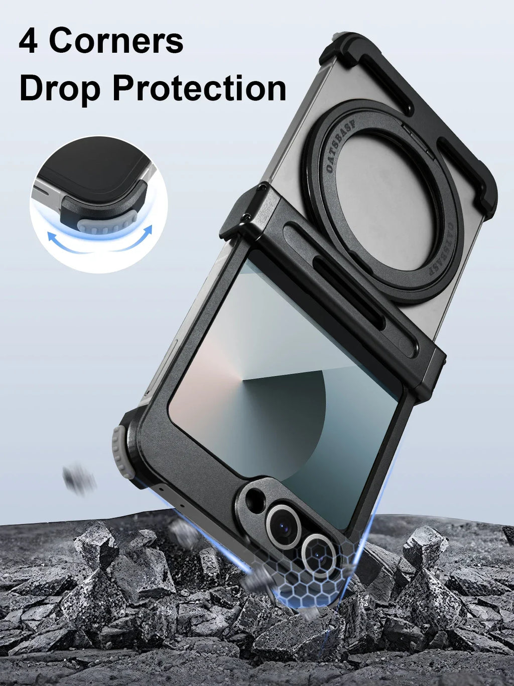 Samsung Galaxy Z Flip 7 Metal Frame Case with 360 Ring - Titanium Tidesmit