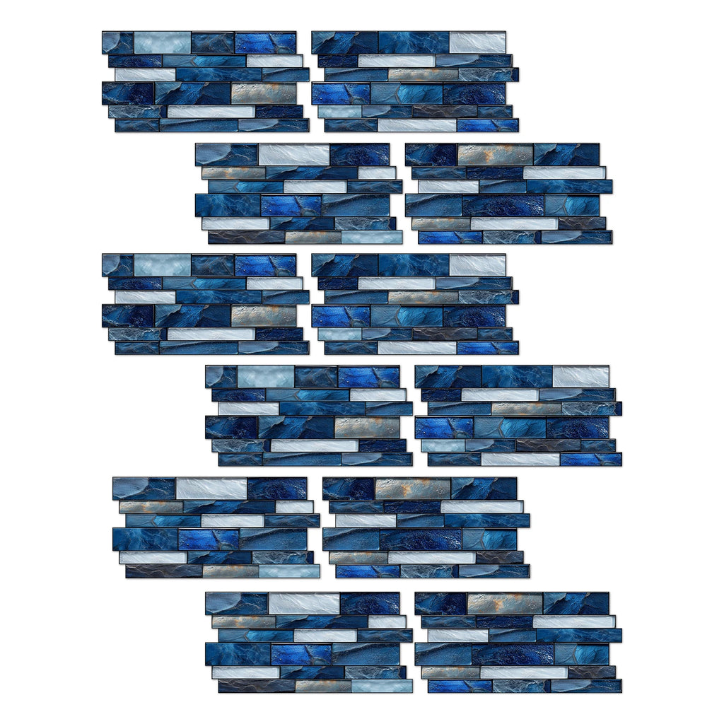 Self Adhesive Waterproof Imitation Marble Flat Wall Tiles Suitable for Indoor Wall Decoration (6/12/24/48 PCS)