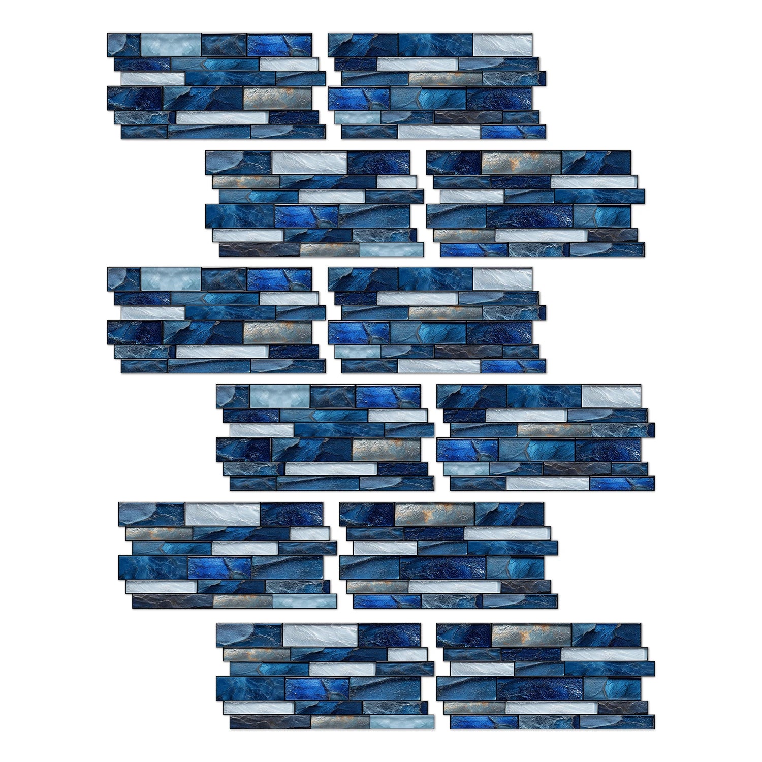 Self Adhesive Waterproof Imitation Marble Flat Wall Tiles Suitable for Indoor Wall Decoration (6/12/24/48 PCS)