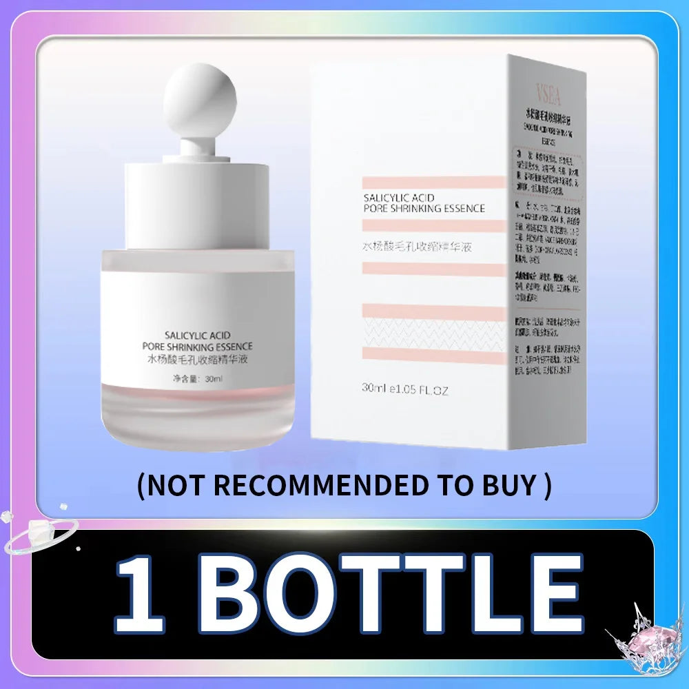 VSEA Salicylic Acid Pore Shrinking Essence 30ml serum bottle, skincare for smooth skin and pore refinement.