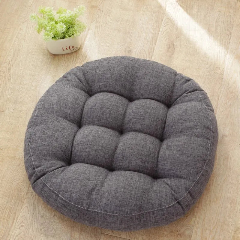 Thick Tufted Seat Cushion Natural Linen Round Floor Pillow Seating Cushion Home Décor Pouf for Meditation Yoga For Adult Kid Pad