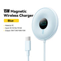 Magnetic Wireless Charger 15W with Digital Display - MagSafe Compatible 15W Blue CN Tidesmit