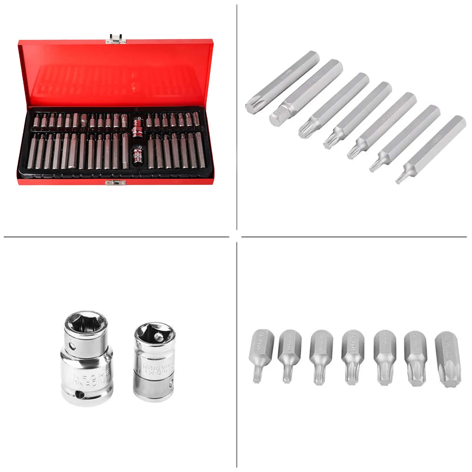 Podofo Screwdriver Socket Bit Set Tools 40pcs Hex Star Torx Spline Socket 1/2inch 3/8inch Drive Impact Socket Bit Tool Set M5 M6