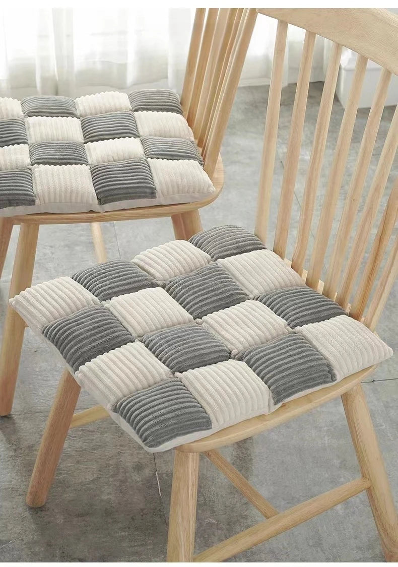 Corduroy Cushion Office Chair Cushion Plaid Thickened Student Dining Chair Cushion Bedroom Bay Window Tatami Sofa Floor Cushion