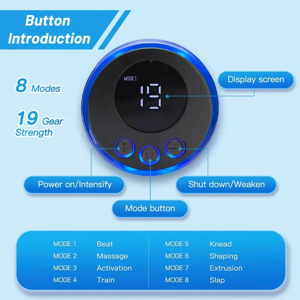 Electric Muscle Stimulator for Abs | Rechargeable Abdominal Toning Tool Body Shaping Massage Equipment Tidesmit