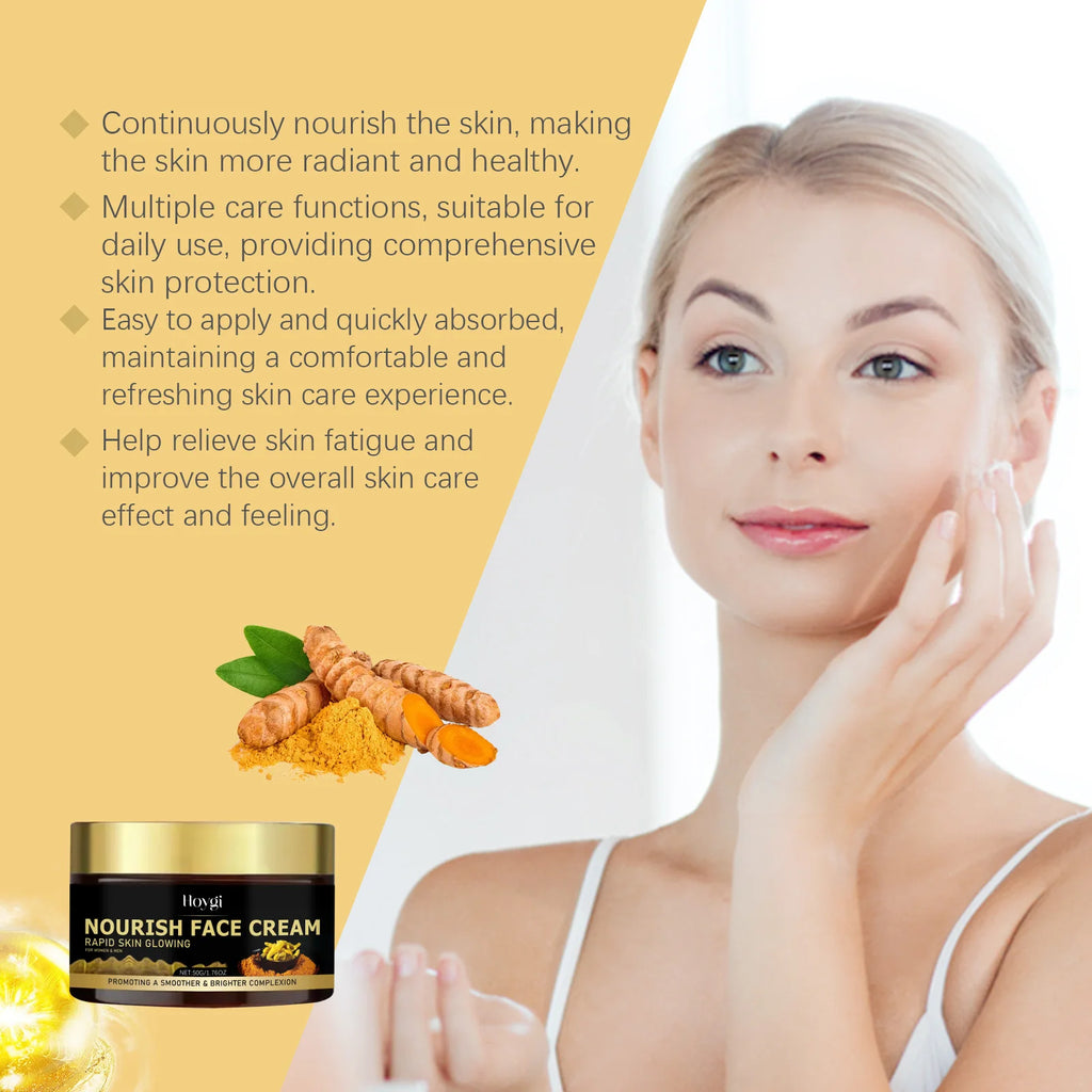 Turmeric Hydrating Face Cream Gentle Nourishing Firming Daily Moisturizer Smooth Silky Skin Skincare Suitable for All Skin Types