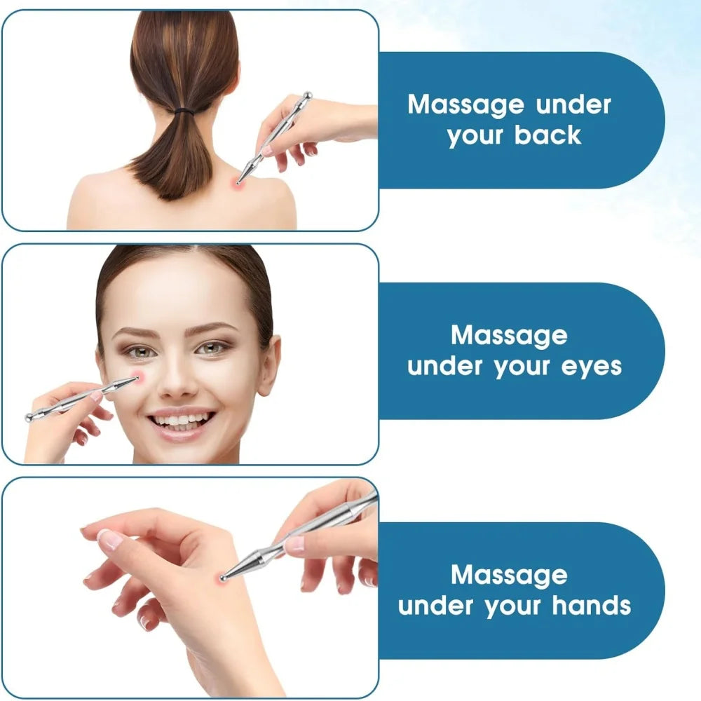 Acupuncture Pen - Stainless Steel Dual Head Massage Device Relaxation Treatment Tidesmit