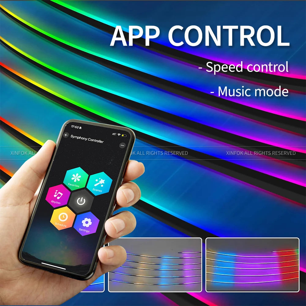 RGB Car Ambient LED Strip Lights with Music Sync App Control Tidesmit