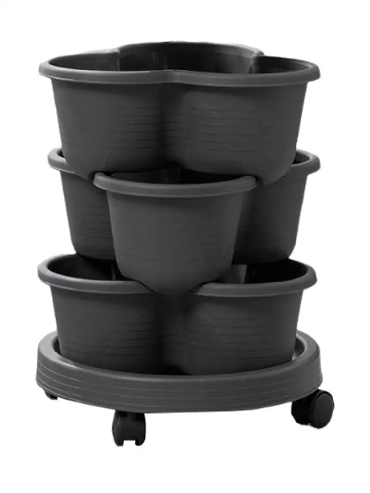 Strawberry Planter Tower 3 Tiers Vertical Tower Stackable Pot Stacking Garden Flower and Vegetable Planter for Home Garden