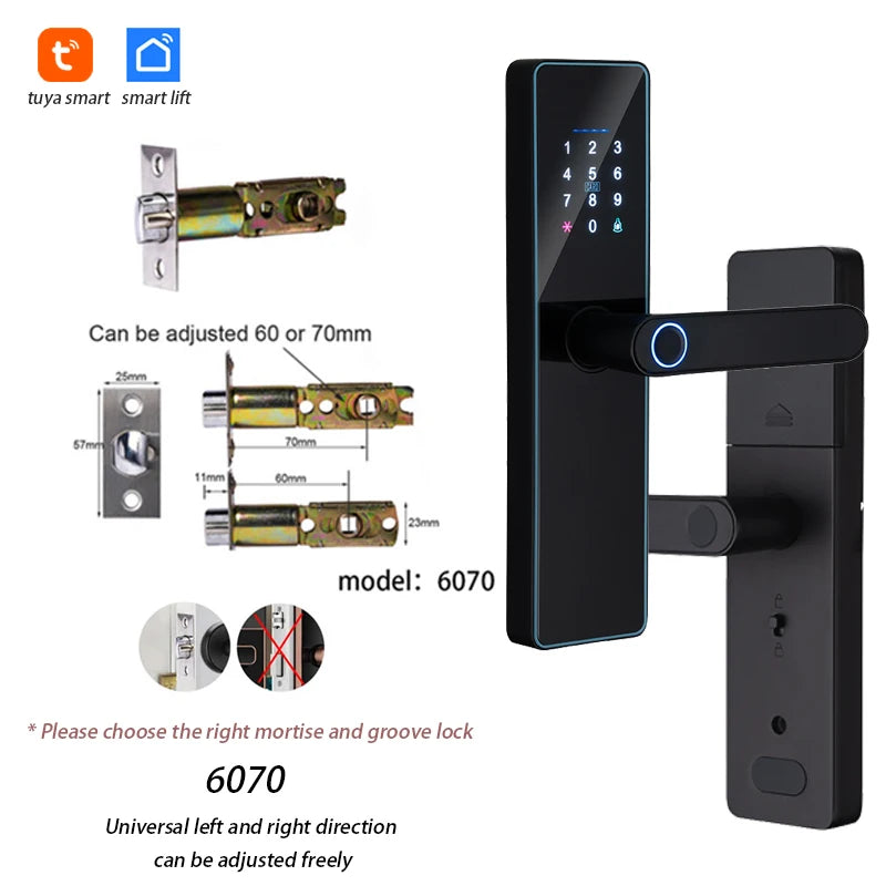 2026 New WiFi Tuya APP Smart Door Lock Remote Unlocking Digital Electronic Smart Home Wooden Door Lock Fingerprint Sound Quiet
