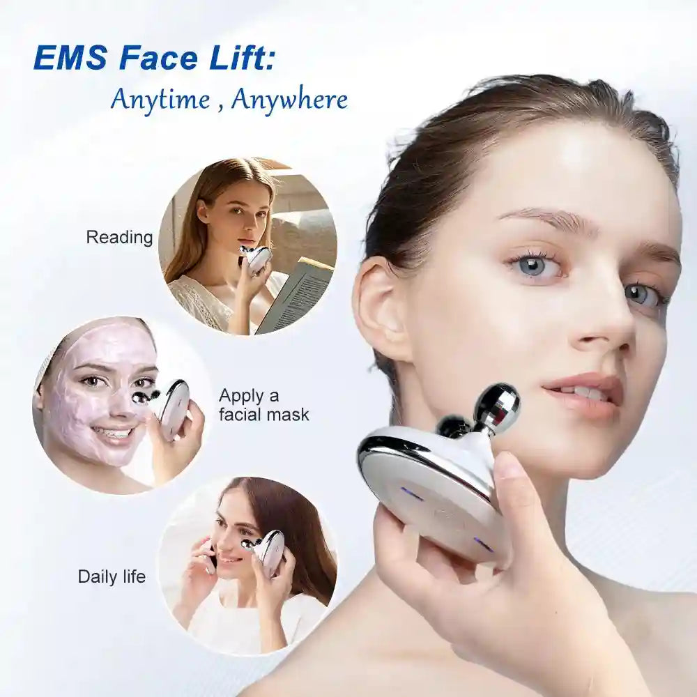 Microcurrent Face Roller Massager - V-Shape Facial Lift Tool (White) Massage Roller Tidesmit
