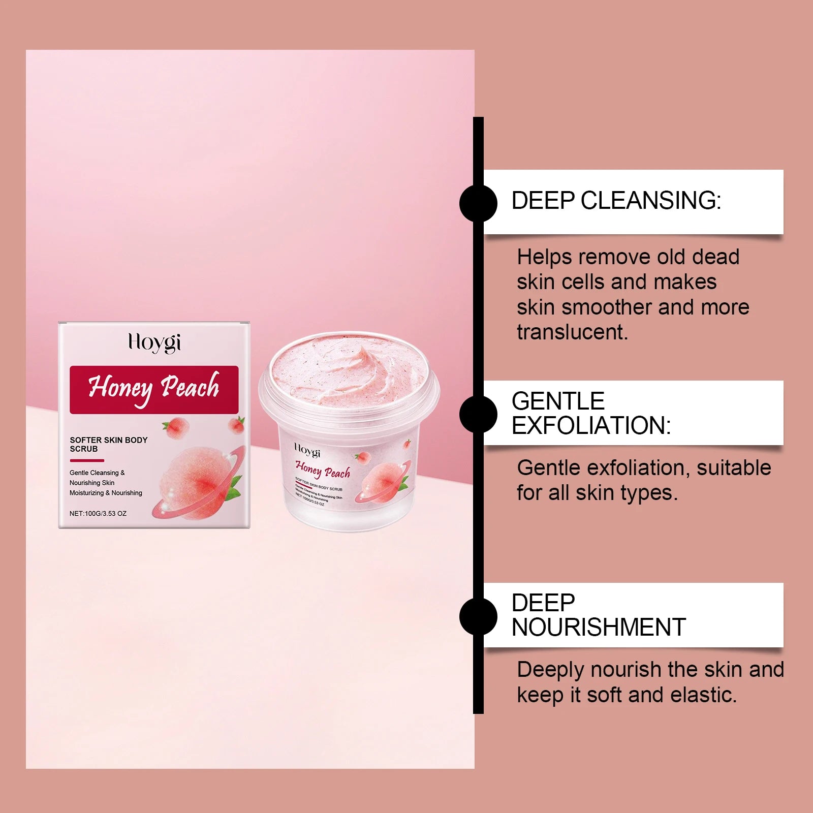 Peach Body Scrub - Professional Smoothing Skin Exfoliator (100g) Scrubs Treatments Tidesmit