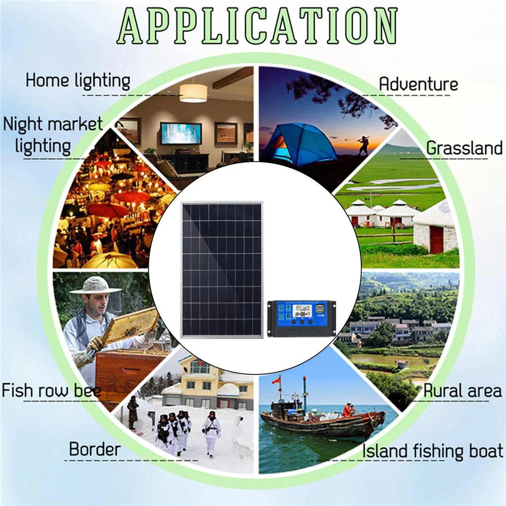 300W500W Solar Panel Kit Complete12V Polycrystalline USB Power Portable Outdoor Rechargeable Solar Cell Solar Generator for Home