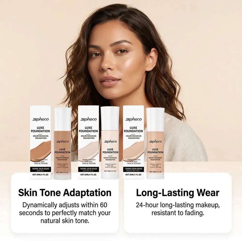 Tidesmit Zephoco Luxe thermal color changing liquid foundation shade swatch for long lasting moisturizing base