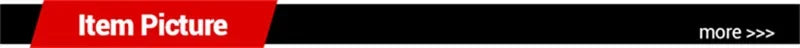 Red and black banner labeled Item Picture with a more link button for website navigation.
